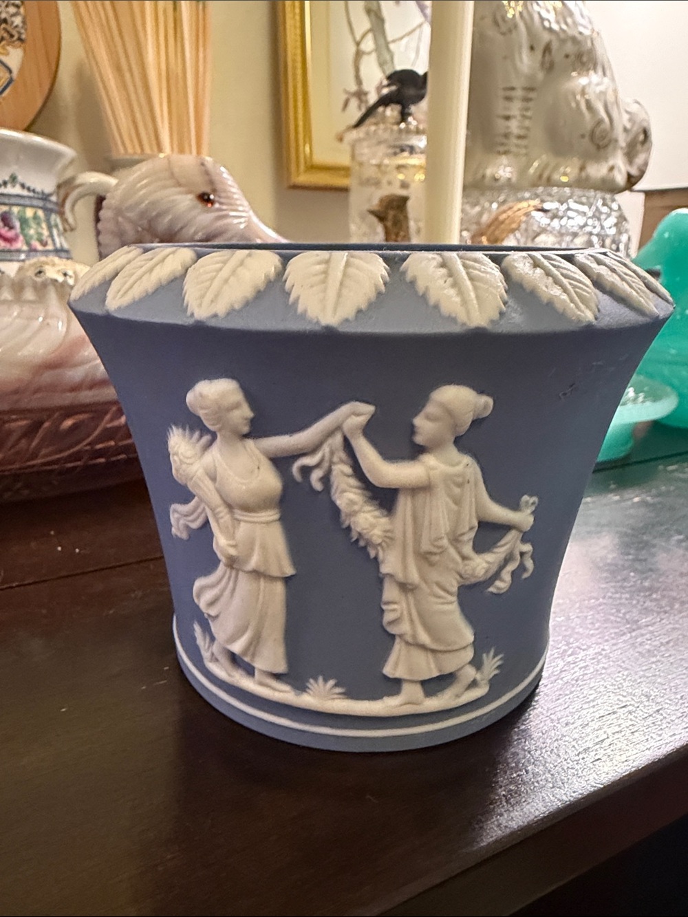 Blue White Classical Relief Ceramic Planter
